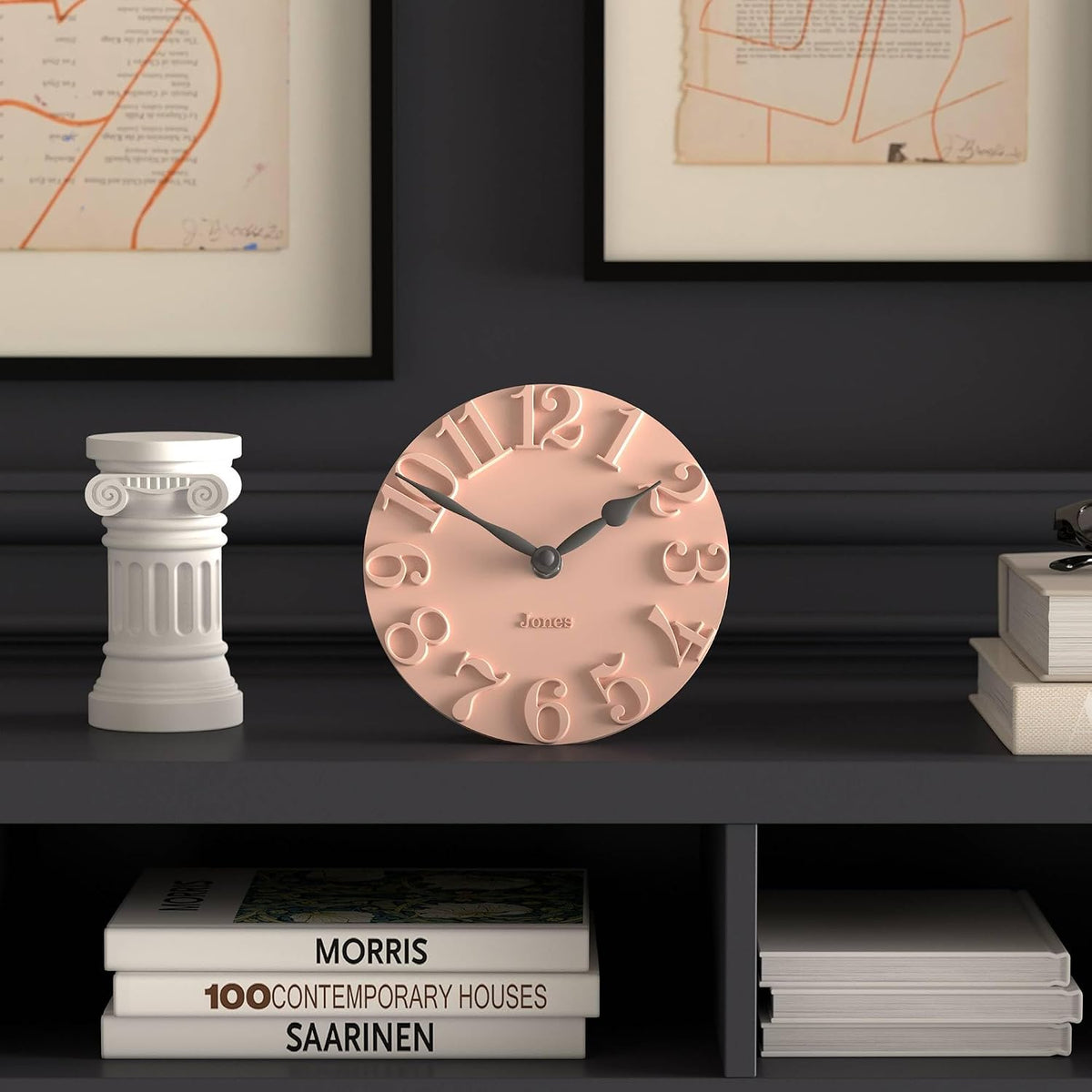 ® Hampstead Desk Clock | Freestanding | Rose Pink | Elegant Raised Moulded Numerals | Ideal for Shelf, Mantel, Living Room, Home Office or Bedside