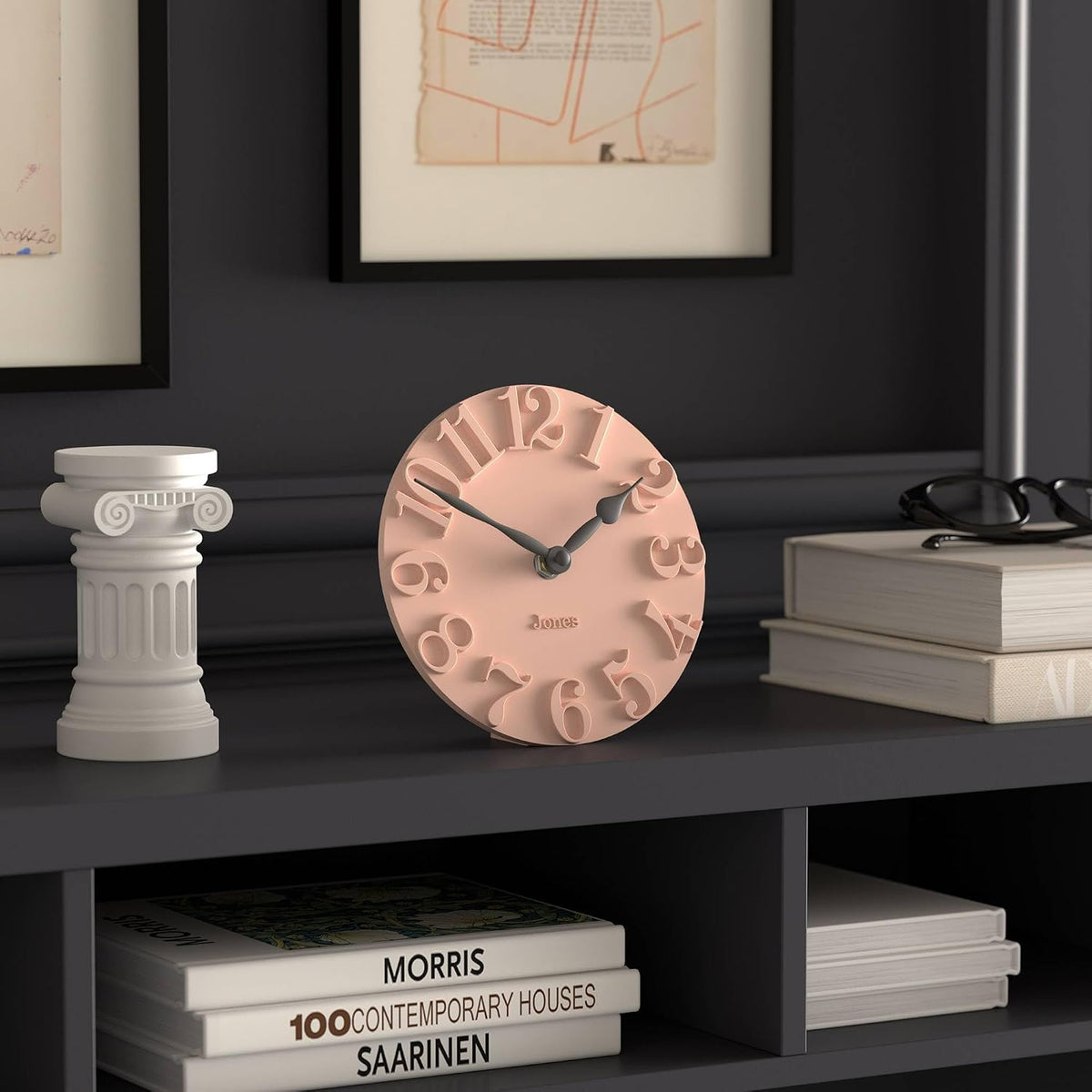® Hampstead Desk Clock | Freestanding | Rose Pink | Elegant Raised Moulded Numerals | Ideal for Shelf, Mantel, Living Room, Home Office or Bedside