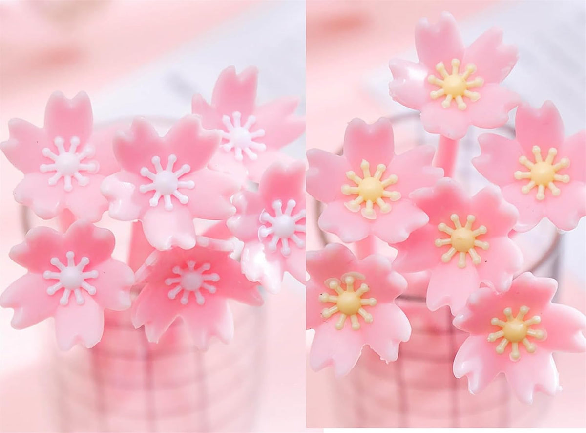 30pcs Flower Pens Sakura Shaped Gel Ink Pens 0.5 mm Black Ink for Women, Coworkers Office Home Gifts Party Supplies (Pink Flowers 30pcs)