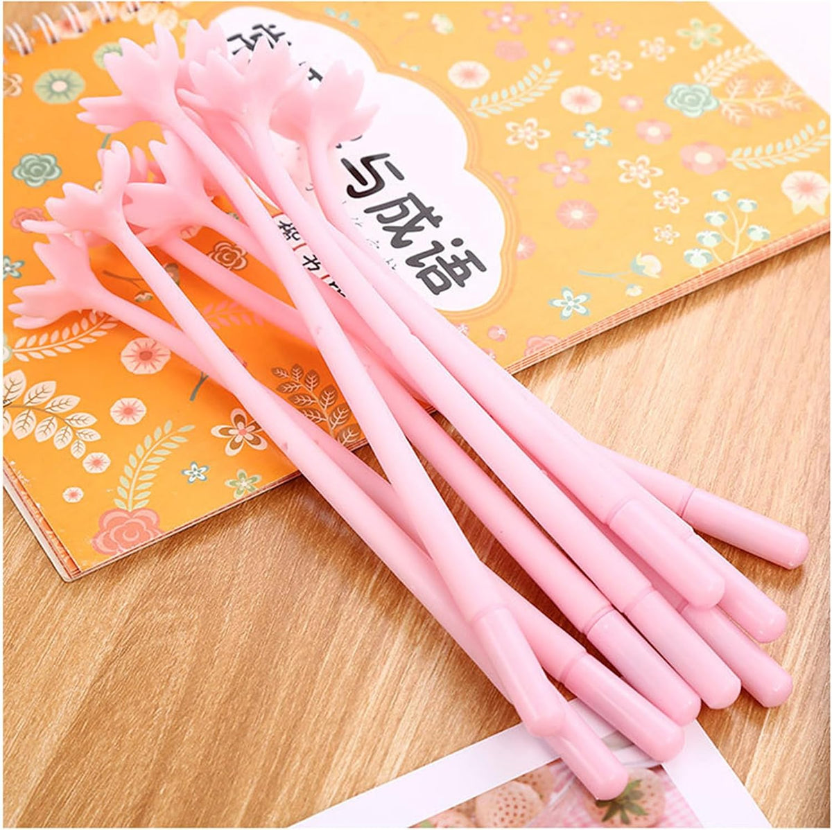 30pcs Flower Pens Sakura Shaped Gel Ink Pens 0.5 mm Black Ink for Women, Coworkers Office Home Gifts Party Supplies (Pink Flowers 30pcs)