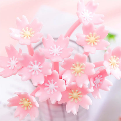 30pcs Flower Pens Sakura Shaped Gel Ink Pens 0.5 mm Black Ink for Women, Coworkers Office Home Gifts Party Supplies (Pink Flowers 30pcs)