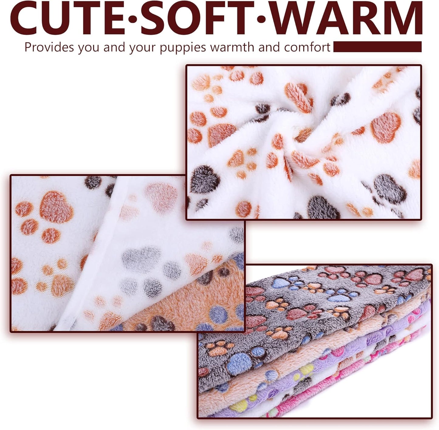 Blanket-Premium-Flannel-Medium-Printed Throw for Cats Dog Puppy Animals Soft Fluffy Fleece Pet Blankets Cozy Warm Sleep Mat Cute Paw Pink