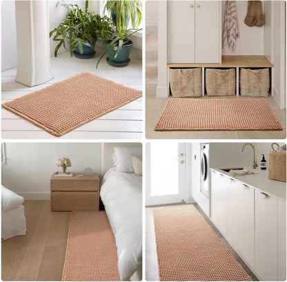 Waffle Bath Mat, Small Boho Bathroom Rugs Non Slip 24x16 Light Peach