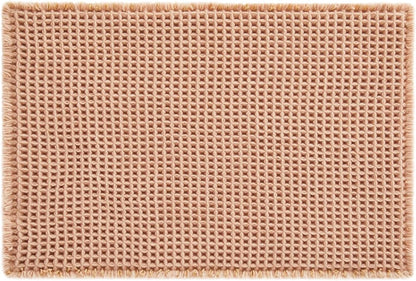 Waffle Bath Mat, Small Boho Bathroom Rugs Non Slip 24x16 Light Peach