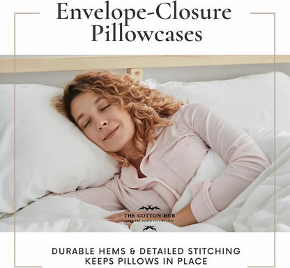 Standard/Queen (21"x32") Size Set of 2 Pillow Cases 600 Thread Count Peruvian Pima Cotton Pillow Cases, Fits Standard & Queen Size Pillows, Gifts for Women Men (Stripe, Peach)
