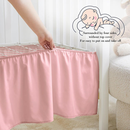 2 Pack Set Crib Skirt & Crib Bed Sheet, Pink
