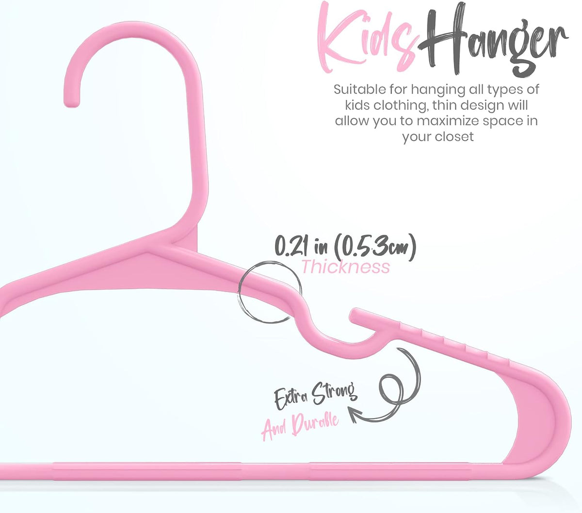 Kids Hangers 20 Pack – 11.5 Inch Baby Closet Hangers Baby Pink