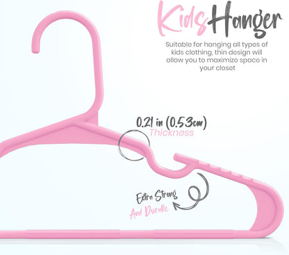Kids Hangers 20 Pack – 11.5 Inch Baby Closet Hangers Baby Pink