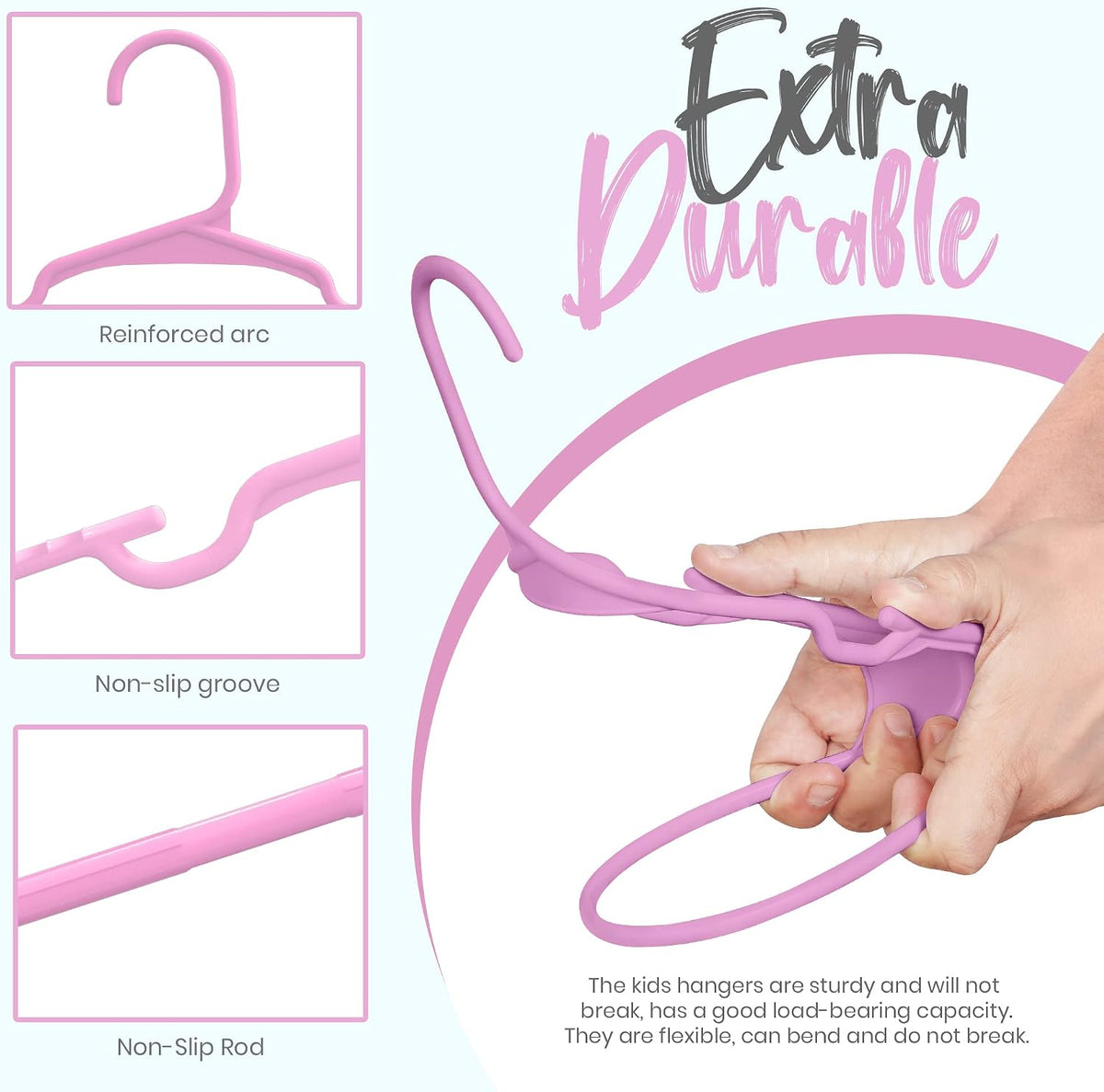 Kids Hangers 20 Pack – 11.5 Inch Baby Closet Hangers Baby Pink