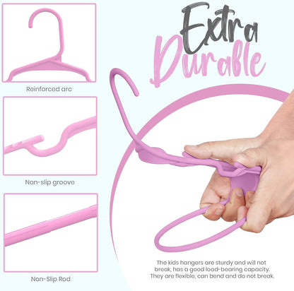 Kids Hangers 20 Pack – 11.5 Inch Baby Closet Hangers Baby Pink