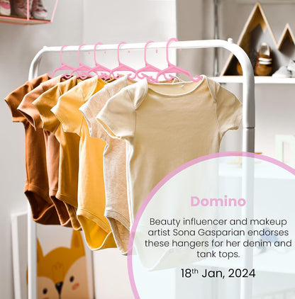 Kids Hangers 20 Pack – 11.5 Inch Baby Closet Hangers Baby Pink
