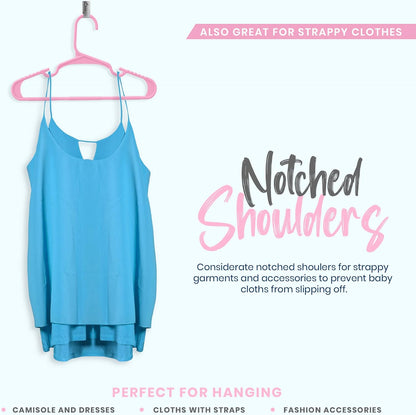 Kids Hangers 20 Pack – 11.5 Inch Baby Closet Hangers Baby Pink