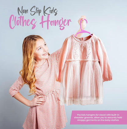 Kids Hangers 20 Pack – 11.5 Inch Baby Closet Hangers Baby Pink
