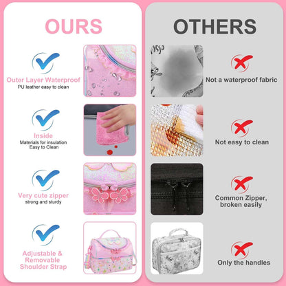 Kids Lunch Bag - Double - Decker Cooler Insulated Lunch Box for Boys Girls,Washable Lunch Bag with Strap and Reusable Toddler Lunchbox for School and Daycare