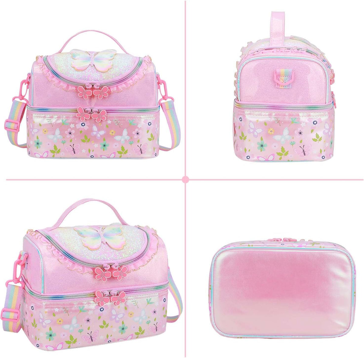 Kids Lunch Bag - Double - Decker Cooler Insulated Lunch Box for Boys Girls,Washable Lunch Bag with Strap and Reusable Toddler Lunchbox for School and Daycare