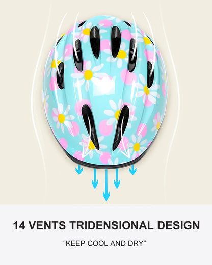 Girl Bike Helmet, Pink, Ages 3-10 Years Adjustable, Multi-Sport