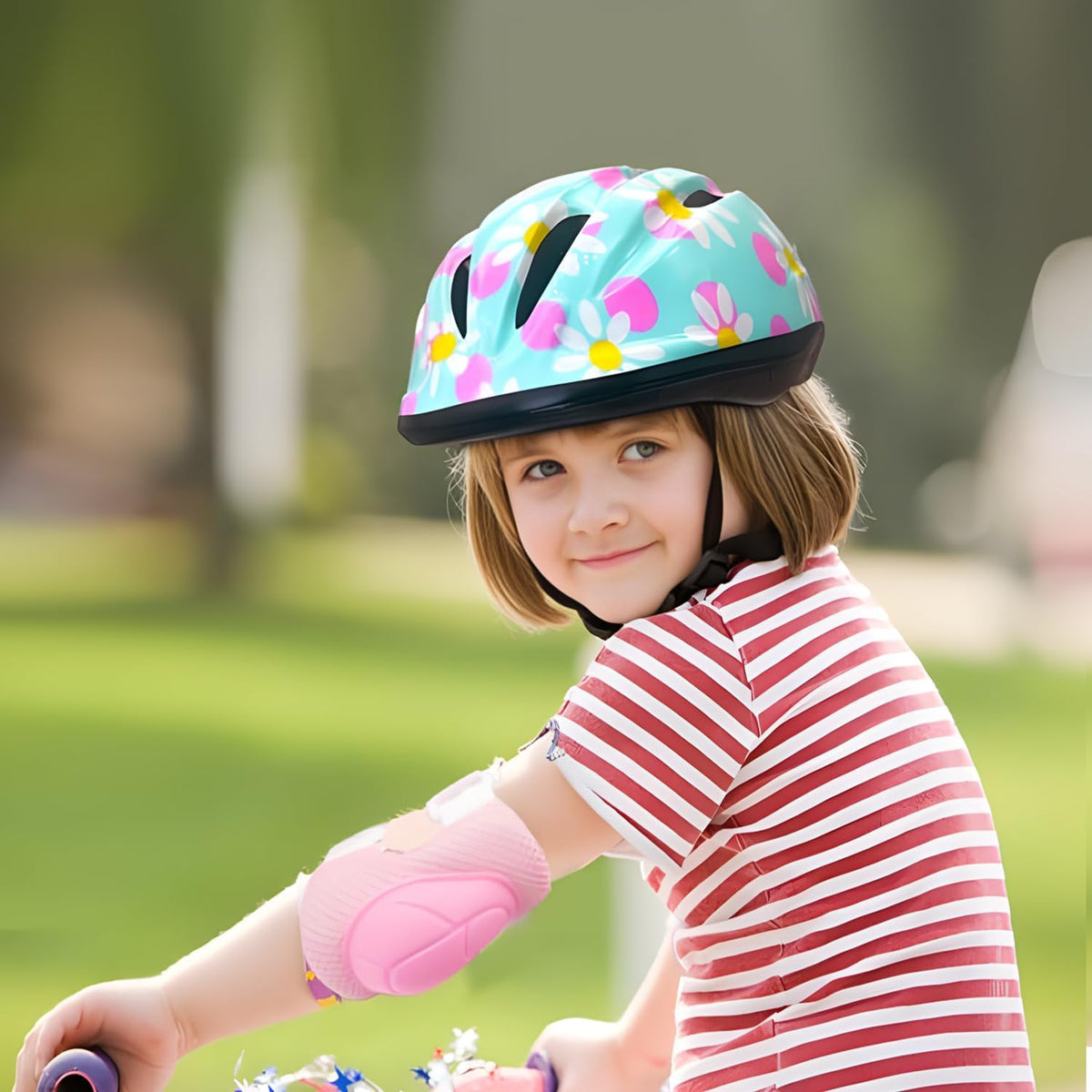Girl Bike Helmet, Pink, Ages 3-10 Years Adjustable, Multi-Sport