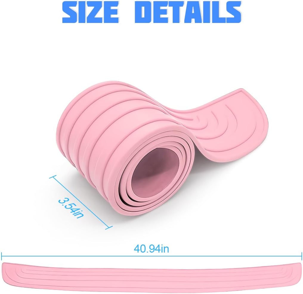 Non-Slip Rubber Car Rear Bumper Guard Strip, Pink/40.9"x3.5"