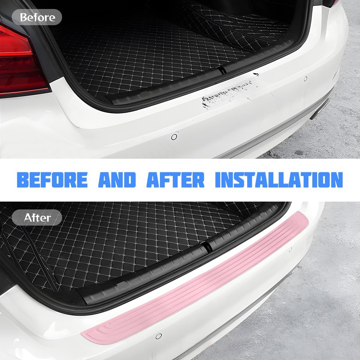 Non-Slip Rubber Car Rear Bumper Guard Strip, Pink/40.9"x3.5"