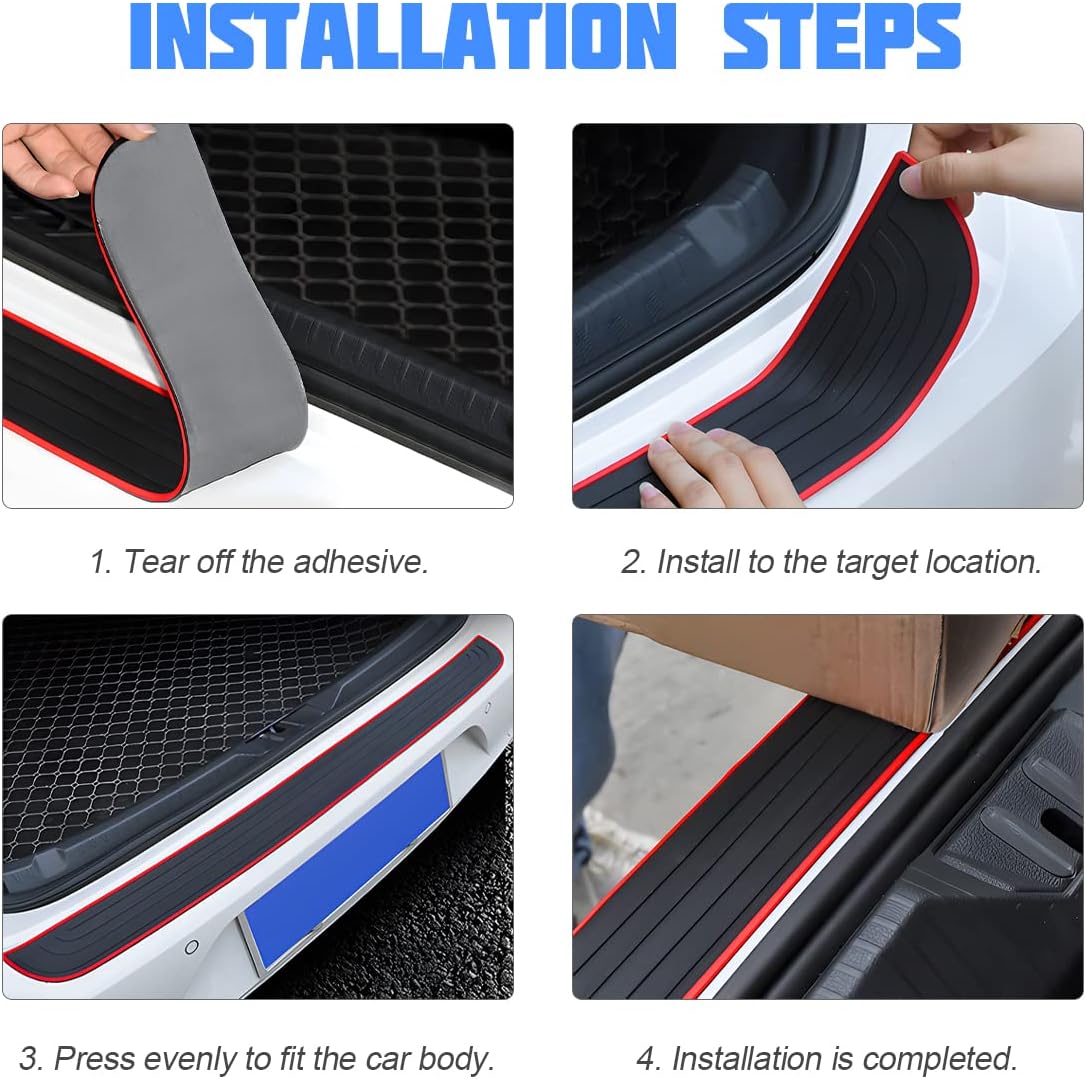 Non-Slip Rubber Car Rear Bumper Guard Strip, Pink/40.9"x3.5"