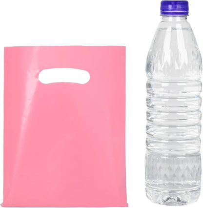 Pink 100 PCS Small Gift Bags, 6"x8" Goodie Party Favor Bags with Handle, Treat Retail Pouches for Kids Birthday, Christmas, Small Business