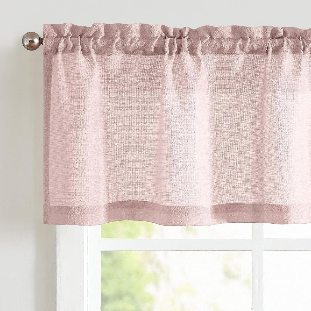 Pink Casual Weave Valance Curtains 18 Inches Rod Pocket 1 Panel