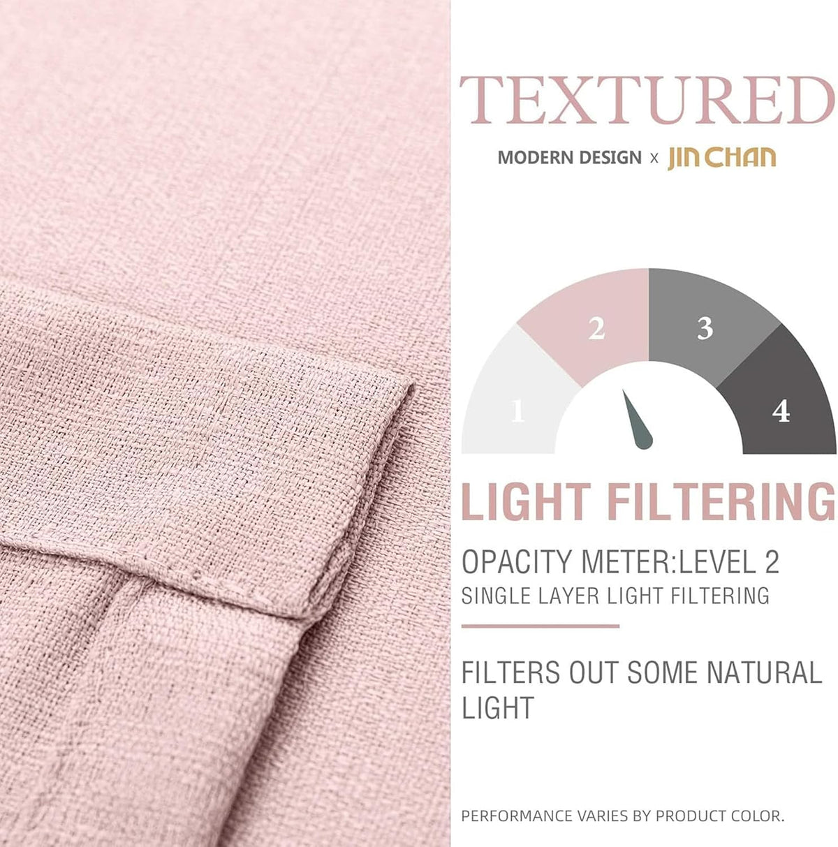 Pink Casual Weave Valance Curtains 18 Inches Rod Pocket 1 Panel