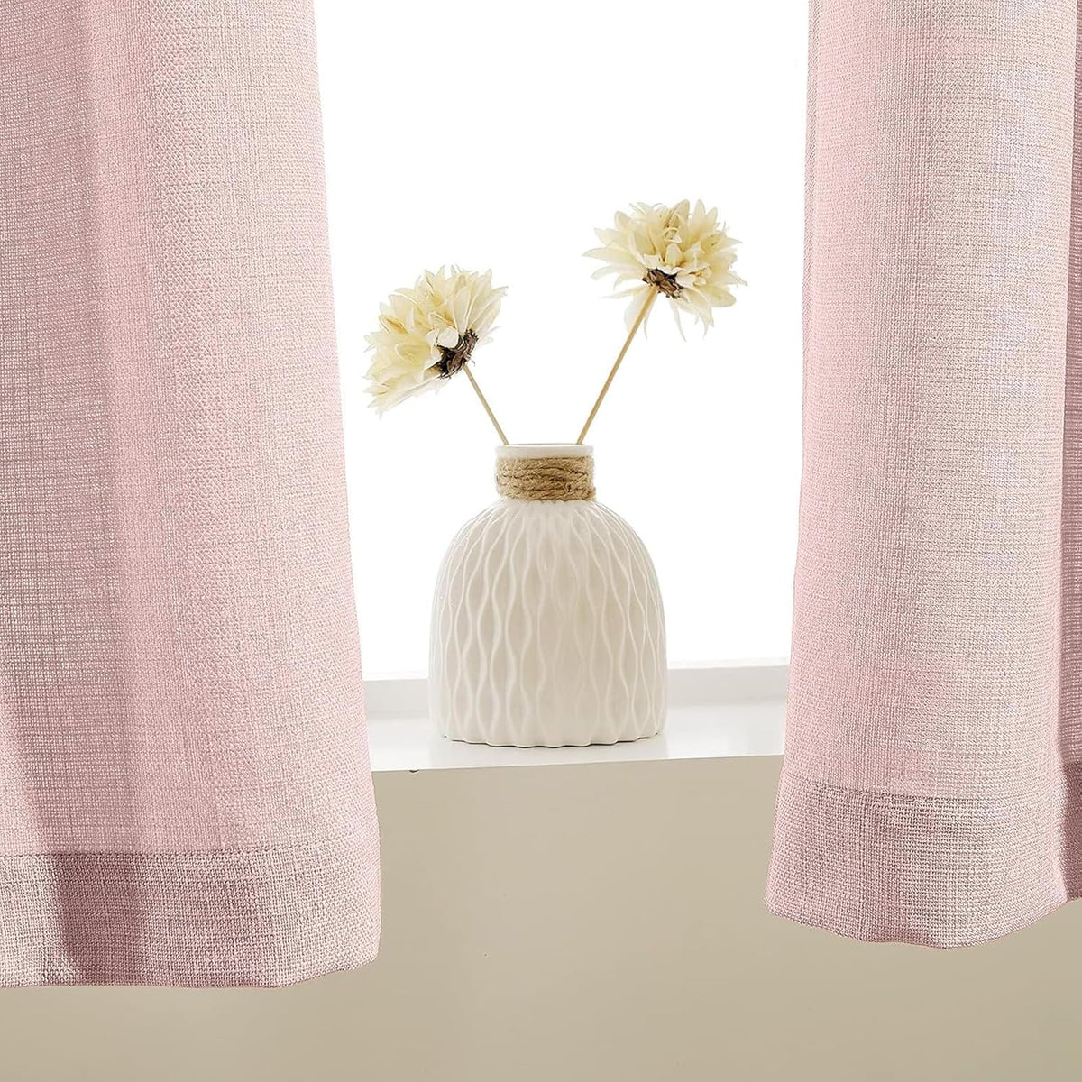 Pink Casual Weave Valance Curtains 18 Inches Rod Pocket 1 Panel