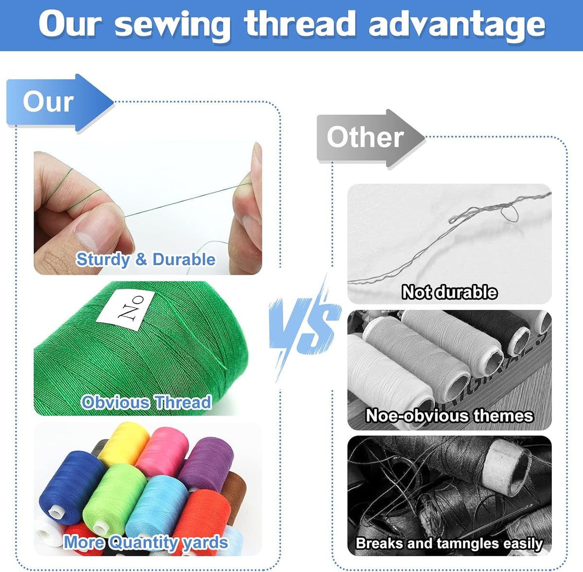 Pink Thread for Sewing, 6 Spools of 1000 Yards Polyester Quilting Thread
