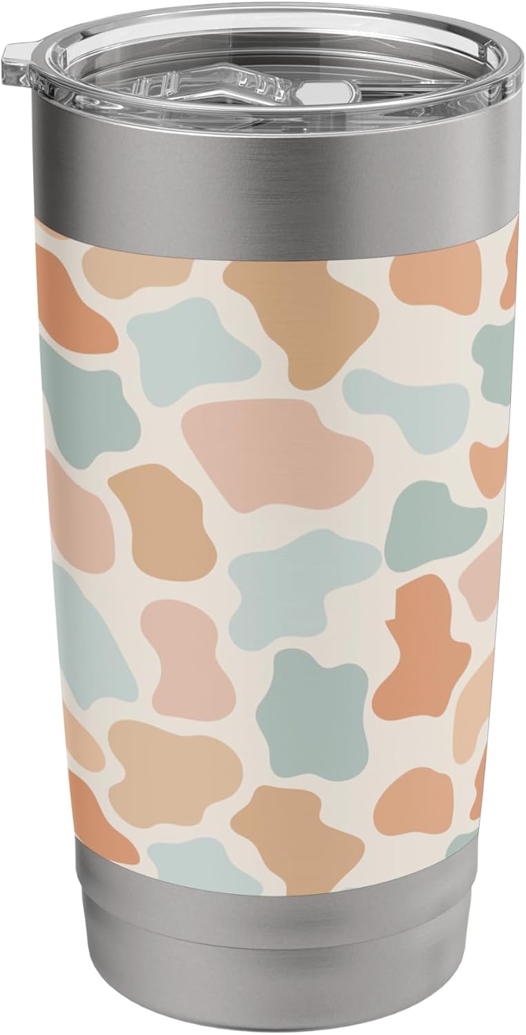 Cow Print Pattern in Light Blue Pastel Blue and Peach Stainless Steel Insulated Tumbler