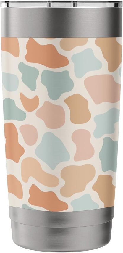 Cow Print Pattern in Light Blue Pastel Blue and Peach Stainless Steel Insulated Tumbler