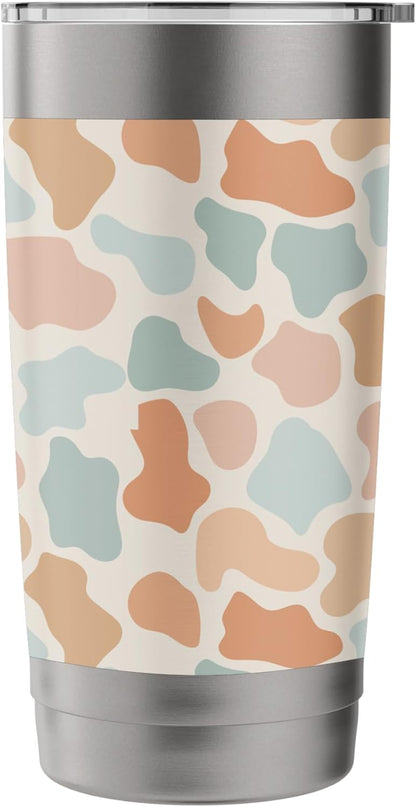 Cow Print Pattern in Light Blue Pastel Blue and Peach Stainless Steel Insulated Tumbler