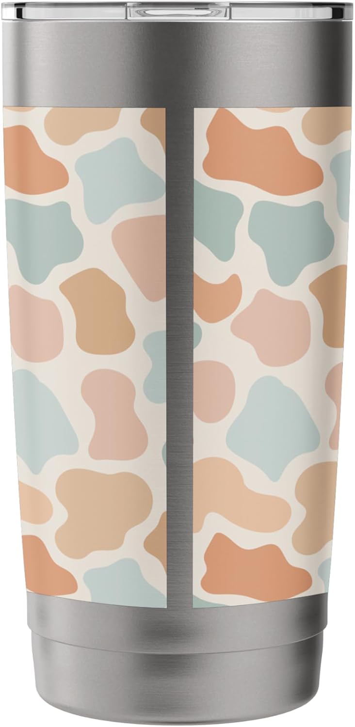 Cow Print Pattern in Light Blue Pastel Blue and Peach Stainless Steel Insulated Tumbler