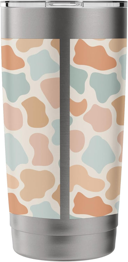 Cow Print Pattern in Light Blue Pastel Blue and Peach Stainless Steel Insulated Tumbler