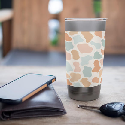 Cow Print Pattern in Light Blue Pastel Blue and Peach Stainless Steel Insulated Tumbler