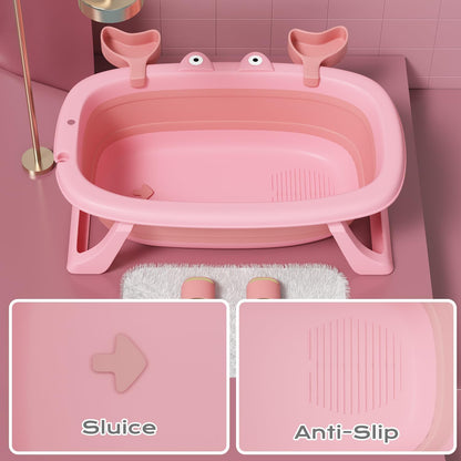 Dog Bath Tub with Dog Toys Pet Bathtub, Portable Puppy Bathtub for Easy Baths and Easy Storage, Dog Bath Tubs for Small Medium Pets-Foldable Pet Shower Tub with Drainage Hole, 26.5 x 17.2 x 7.8In,Pink