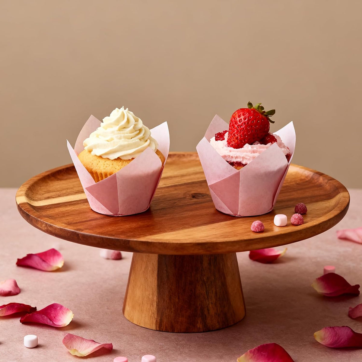 50 Pcs Pink Tulip Cupcake Liners for Baking, Muffin Liners
