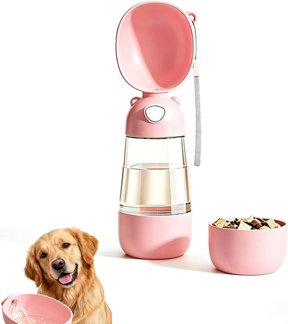 Portable Dog Water Bottle with Food Container and Filter for Outdoor