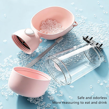 Portable Dog Water Bottle with Food Container and Filter for Outdoor