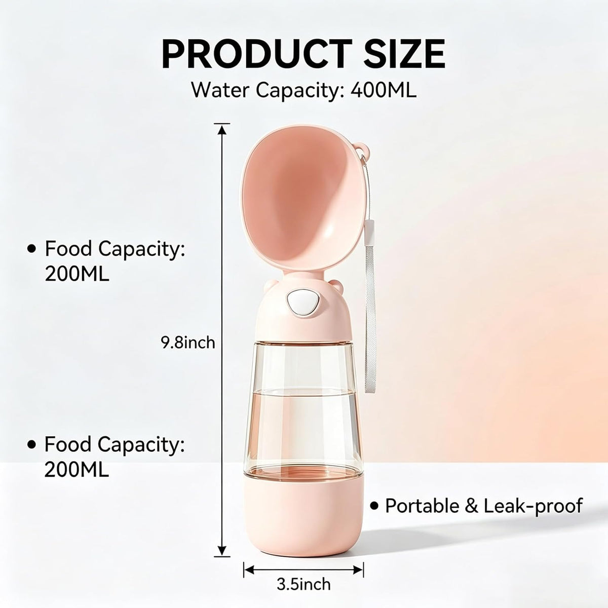 Portable Dog Water Bottle with Food Container and Filter for Outdoor