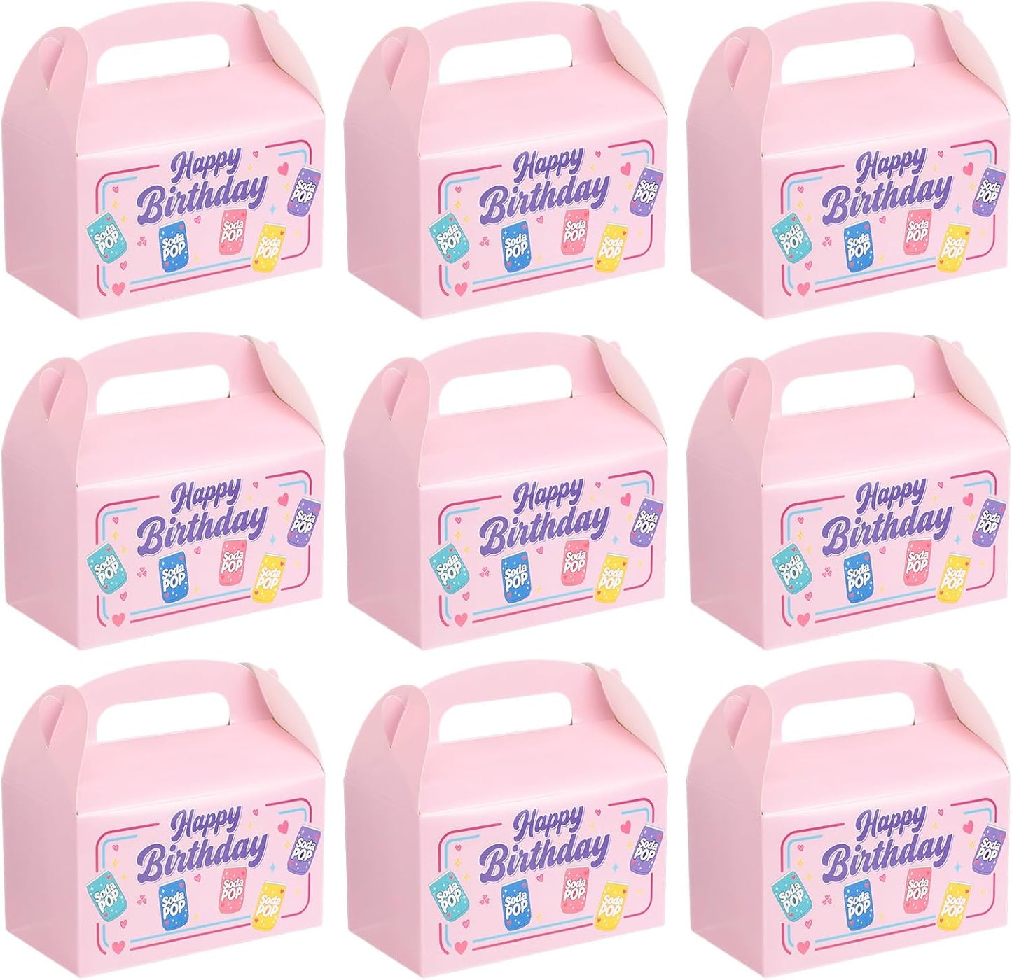 24 Pack Kpop Theme Birthday Party Favor Paper Gift Boxes Kpop Themed Treat Boxes for Anime Themed Birthday Party Decorations (Soda Pop, Pink)