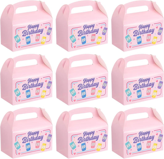 24 Pack Kpop Theme Birthday Party Favor Paper Gift Boxes Kpop Themed Treat Boxes for Anime Themed Birthday Party Decorations (Soda Pop, Pink)