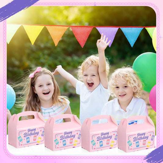 24 Pack Kpop Theme Birthday Party Favor Paper Gift Boxes Kpop Themed Treat Boxes for Anime Themed Birthday Party Decorations (Soda Pop, Pink)