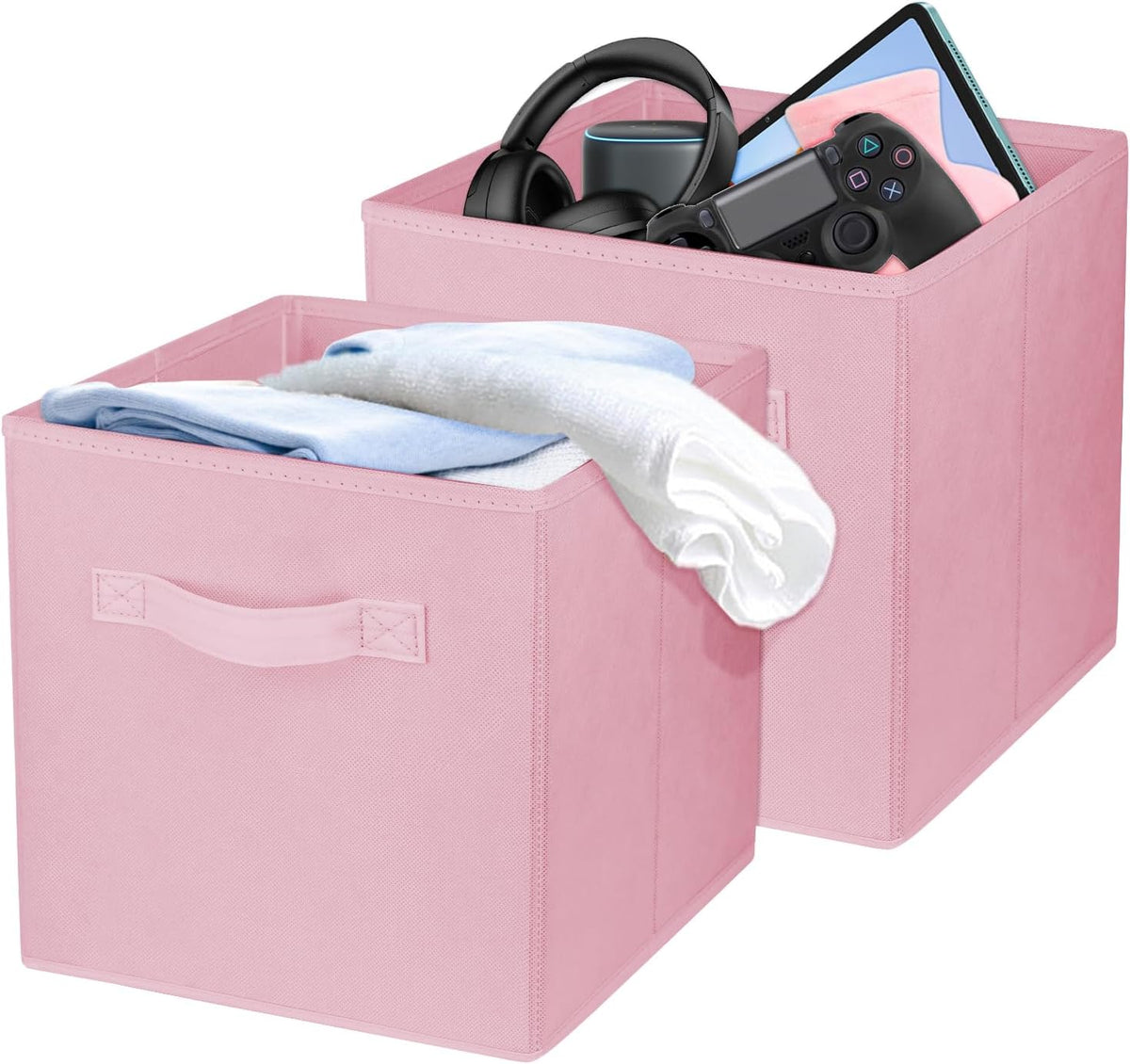 2Pcs Storage Cubes,10.5 Inch Collapsible Storage Bins,Fabric Foldable Bins