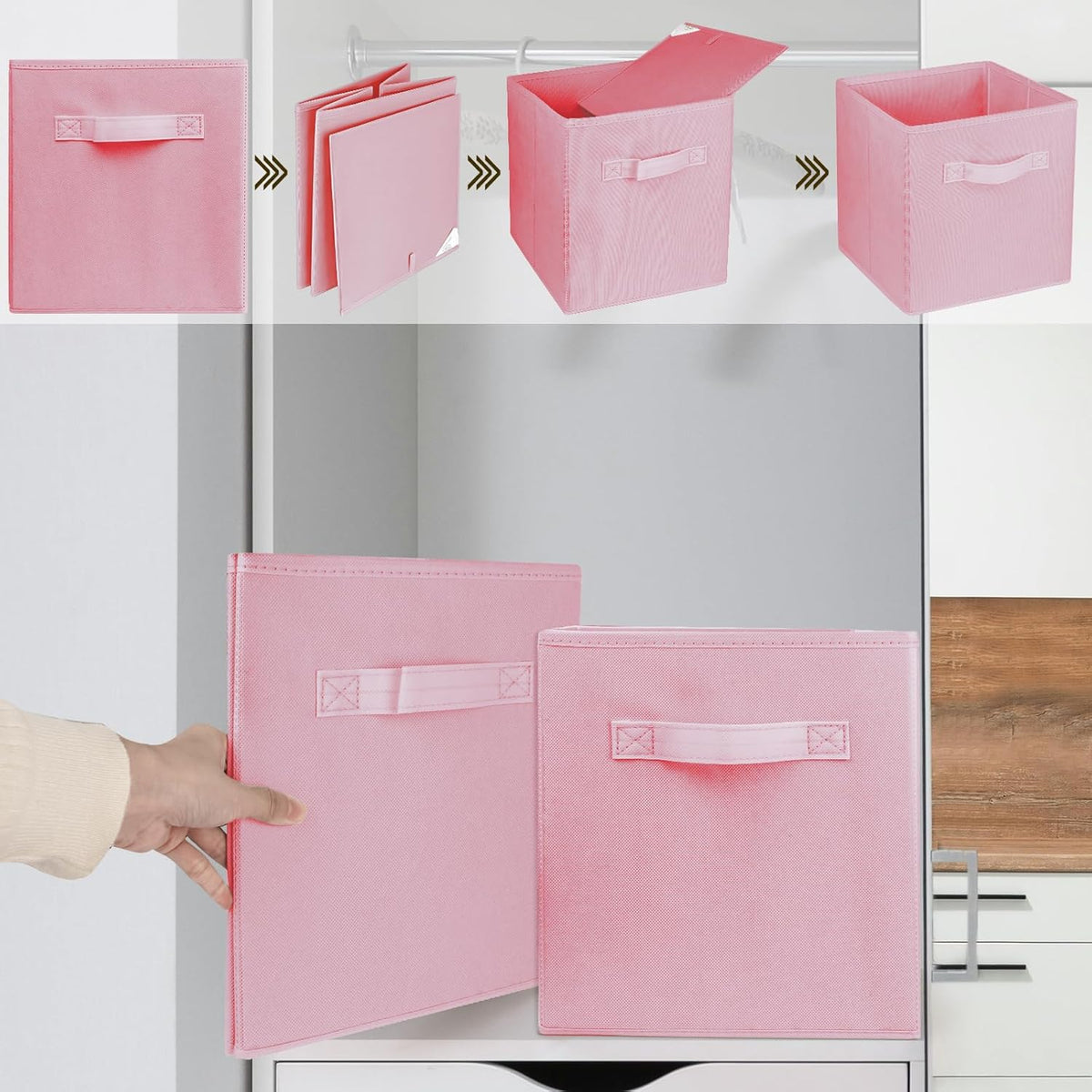 2Pcs Storage Cubes,10.5 Inch Collapsible Storage Bins,Fabric Foldable Bins