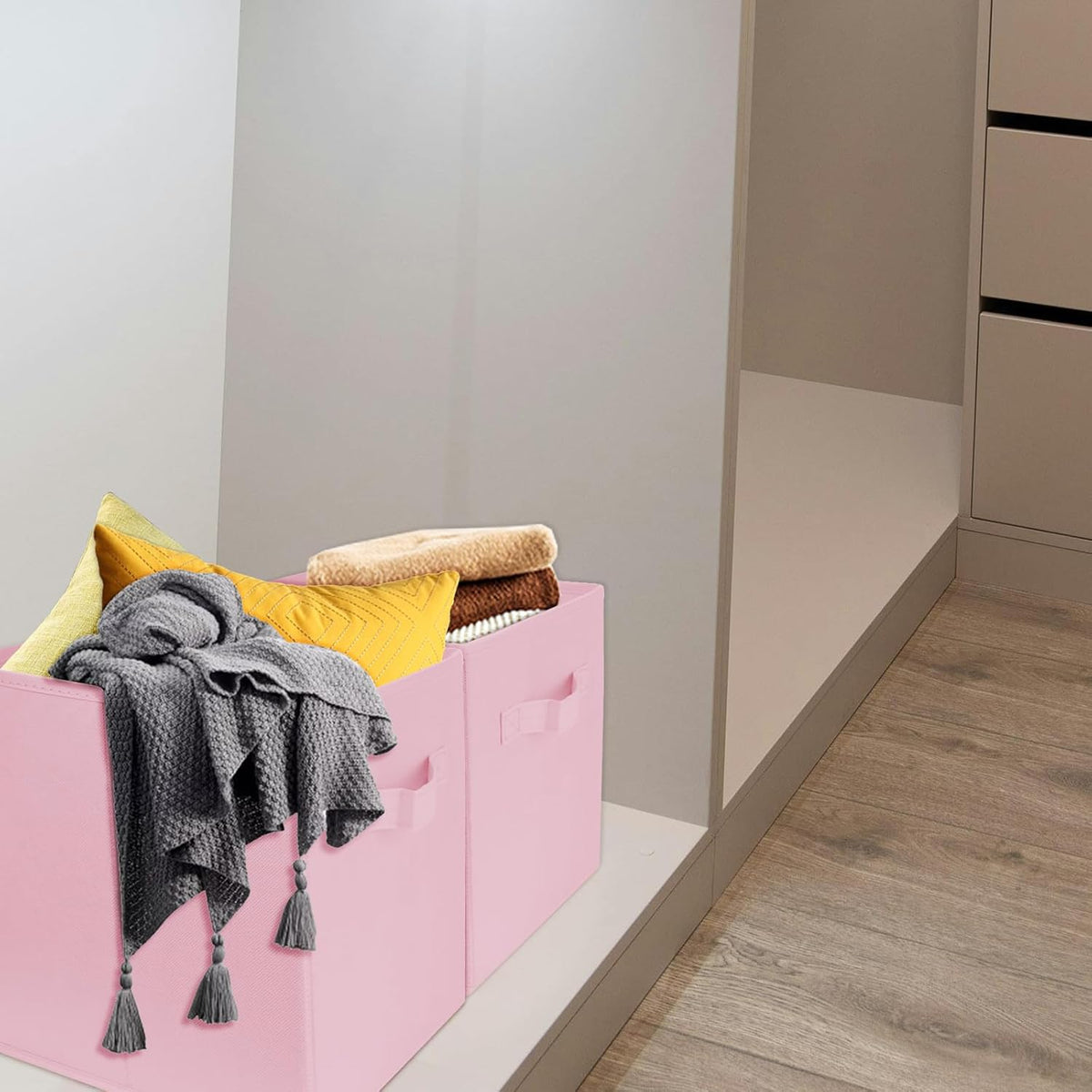 2Pcs Storage Cubes,10.5 Inch Collapsible Storage Bins,Fabric Foldable Bins