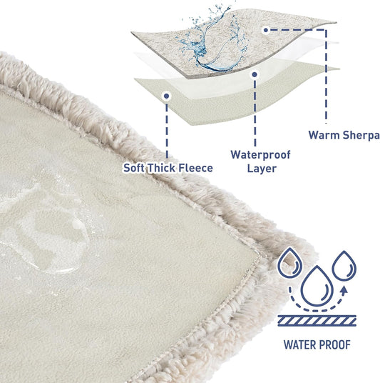 Catalonia Waterproof Bed Blanket, Washable Leakproof Bed Cover, Reversible Protector Blanket for Couch Sofa, Stain Proof Blanket Pad, 80X60 inches, Camel/Taupe