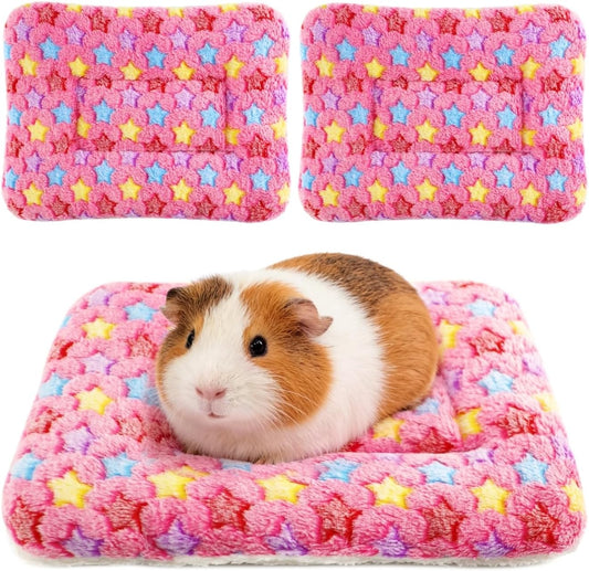 Guinea Pig Bed, 2 Pack (12x10 Inch) Soft Plush Small Animal Bed Mat, Washable Bedding Blanket Sleeping Warm Pad for Bunny, Rat, Ferret, Chinchilla