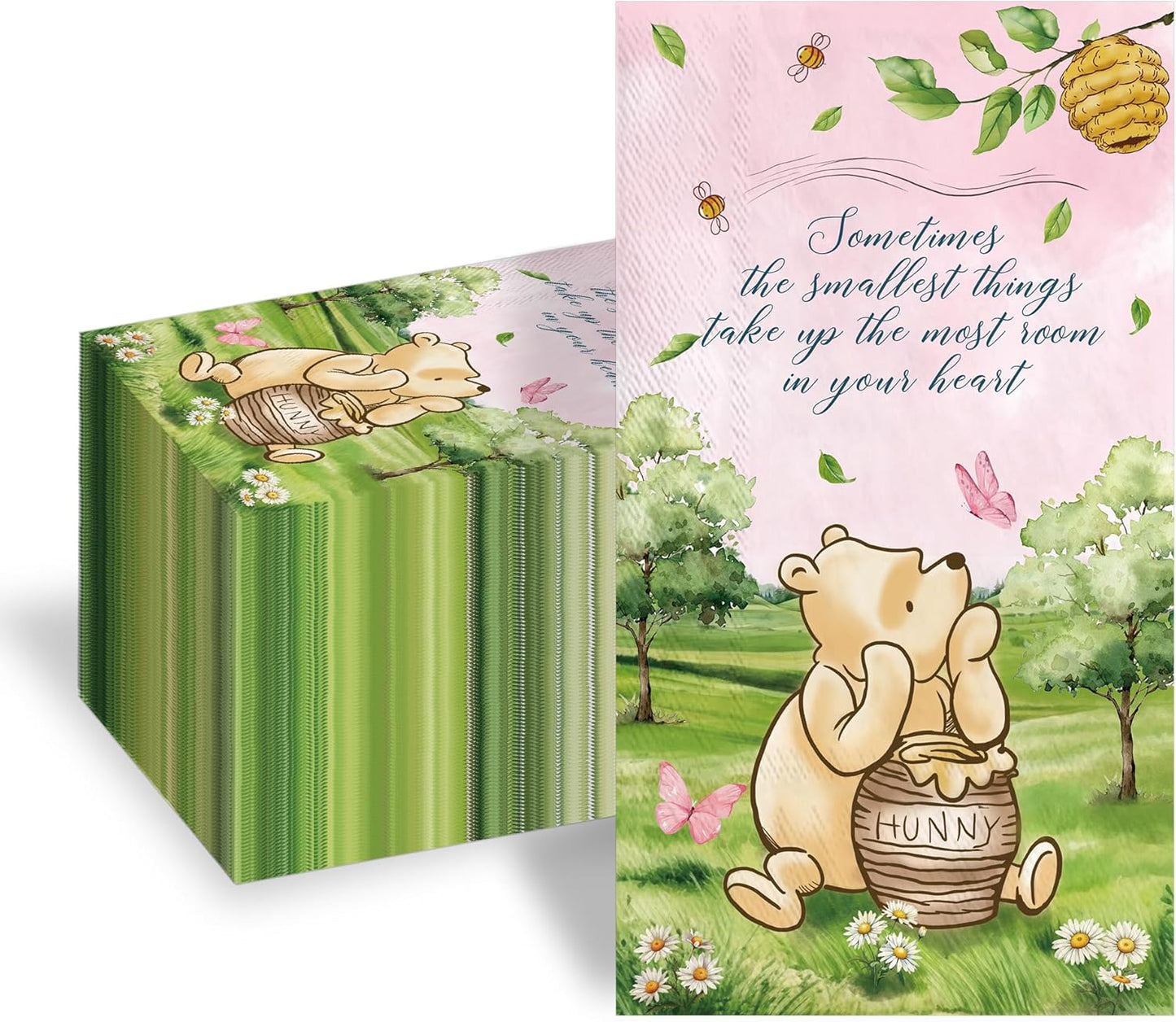 100pcs Bear Paper Napkins Decorative Bathroom Napkins Guest Disposable Pink Bear Hand Towels Dinner Party Napkins for Birthday Party Baby Shower Decorations