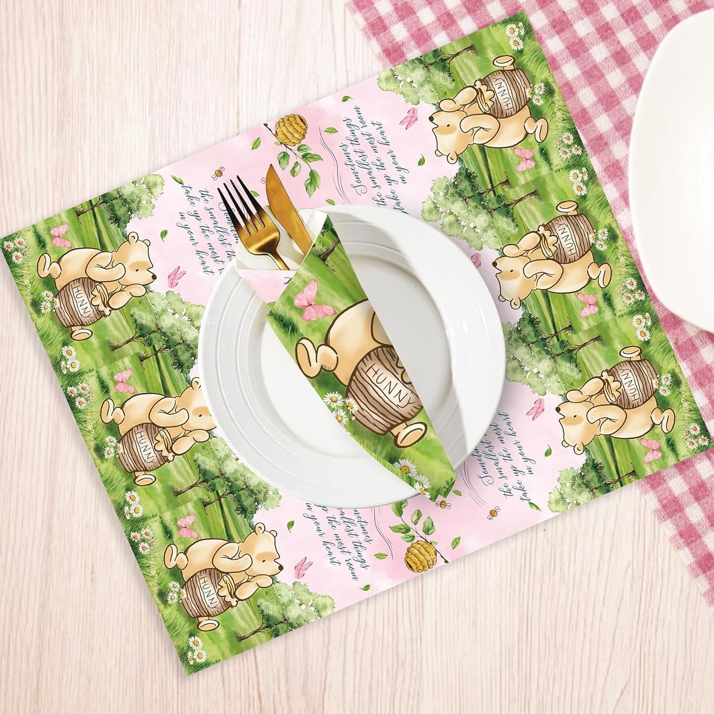 100pcs Bear Paper Napkins Decorative Bathroom Napkins Guest Disposable Pink Bear Hand Towels Dinner Party Napkins for Birthday Party Baby Shower Decorations